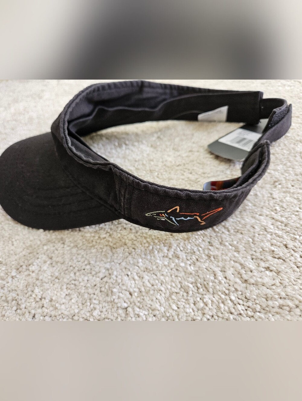Greg Norman Collection Black Visor with Multicolor Shark Embroidery